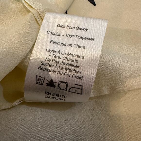 Anthropologie Girls from Savoy Novelty Bird Blouse Raw Trim Edges Cream sz 2 - Picture 9 of 10